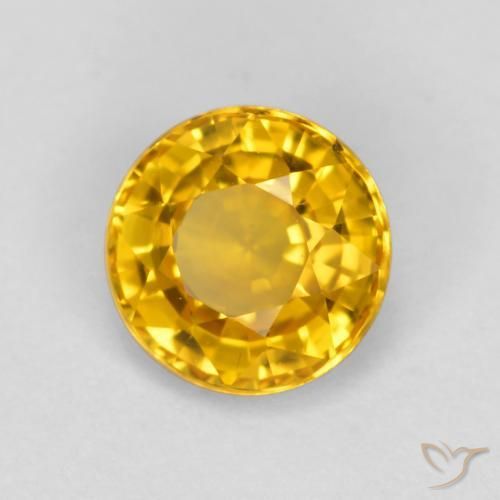 Zaffiro Dorato naturale da 0.65 ct, Rotondo, VVS-VS