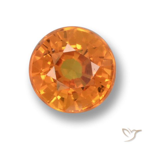 0.70ct Naturale Arancione brillante Zaffiro, Rotondo, VVS-VS