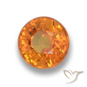 Zaffiro Arancione brillante naturale da 0.70 ct, Rotondo, VVS-VS