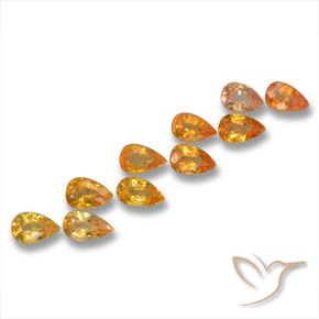Gemme di Zaffiro Arancio Medio naturale da 3.17 ct, Forma a pera, VS