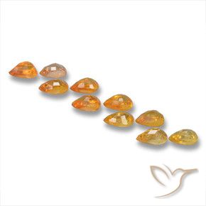 Gemme di Zaffiro Arancio Medio naturale da 3.17 ct, Forma a pera, VS