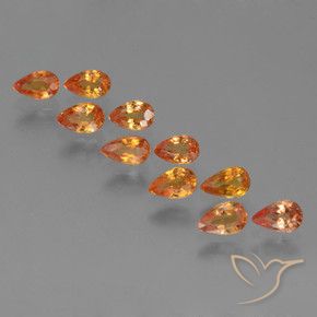 Gemme di Zaffiro Arancione brillante naturale da 3.02 ct, Forma a pera, VS