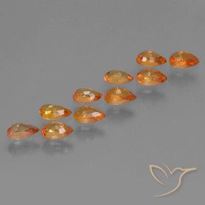 Gemme di Zaffiro Arancione brillante naturale da 3.02 ct, Forma a pera, VS