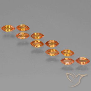Gemme di Zaffiro Arancione brillante naturale da 1.74 ct, Taglio marquise, VS