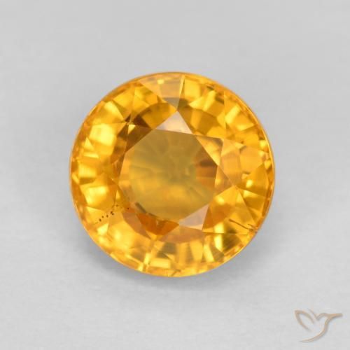 Zaffiro Arancio Medio naturale da 0.75 ct, Rotondo, VS