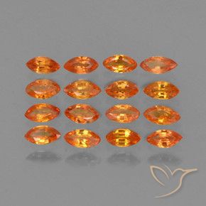 Gemme di Zaffiro Arancione brillante naturale da 2.50 ct, Taglio marquise, VS