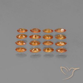 Gemme di Zaffiro Arancione brillante naturale da 2.50 ct, Taglio marquise, VS