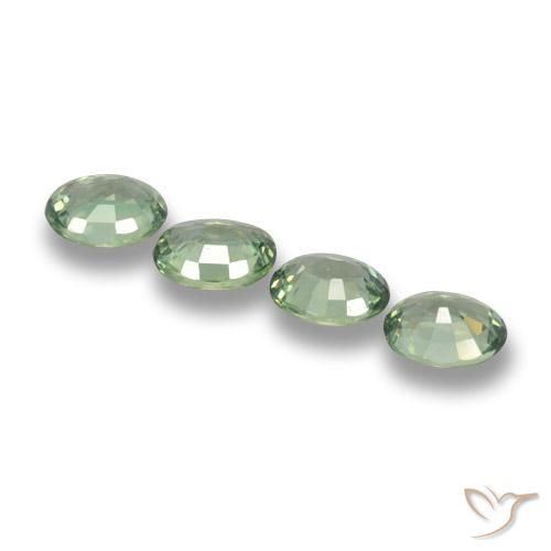 Gemme di Zaffiro Verde medio-chiaro naturale da 3.20 ct, Ovale, VVS-VS