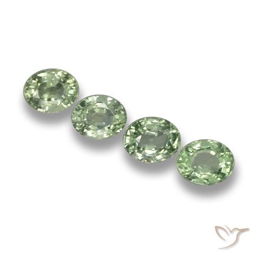 3.42ctw Naturale Medium Light Green Zaffiro, Ovale, VVS-VS