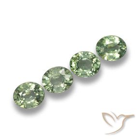 Gemme di Zaffiro Verde foresta naturale da 3.32 ct, Ovale, VVS-VS