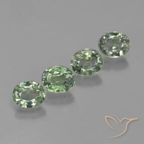 Gemme di Zaffiro Verde foresta chiaro naturale da 3.17 ct, Ovale, VVS-VS