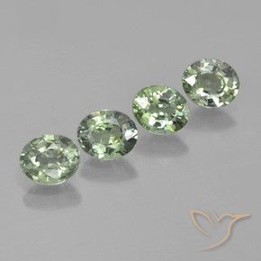 Gemme di Zaffiro Verde foresta chiaro naturale da 2.92 ct, Ovale, VVS-VS