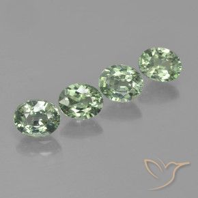 Gemme di Zaffiro Verde medio-chiaro naturale da 3.03 ct, Ovale, VVS-VS