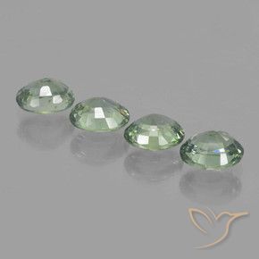Gemme di Zaffiro Verde medio-chiaro naturale da 3.03 ct, Ovale, VVS-VS