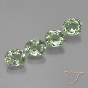 Gemme di Zaffiro Verde foresta chiaro naturale da 3.34 ct, Ovale, VVS-VS