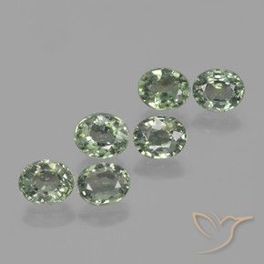 Gemme di Zaffiro Verde foresta chiaro naturale da 4.38 ct, Ovale, VVS-VS