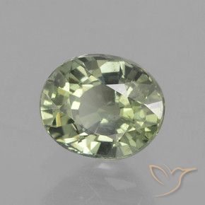 Zaffiro Medium Light Green naturale da 0.91 ct, Ovale, VS