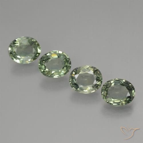 Gemme di Zaffiro Medium Light Green naturale da 2.89 ct, Ovale, VVS-VS