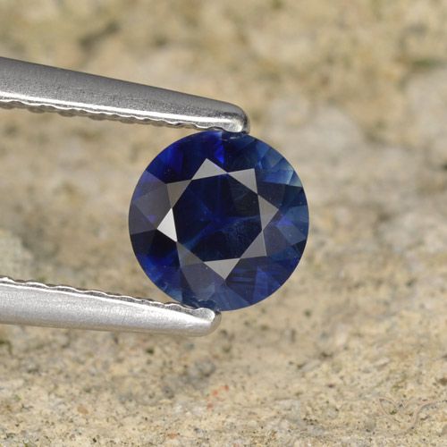 0.53ct Naturale Blu scuro Zaffiro, Rotondo, VVS-VS