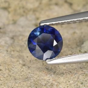 Zaffiro Blu scuro naturale da 0.53 ct, Rotondo, VVS-VS