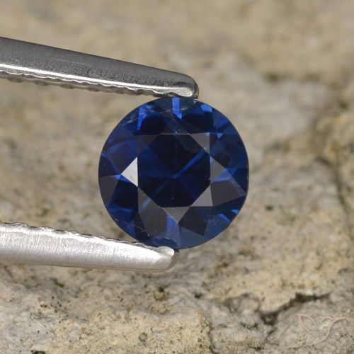 Zaffiro Blu scuro naturale da 0.58 ct, Rotondo, VVS-VS