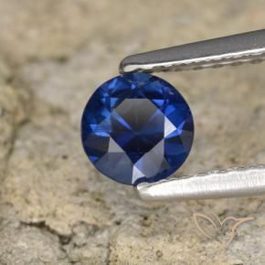 Zaffiro Blu scuro naturale da 0.58 ct, Rotondo, VVS-VS