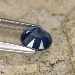 Zaffiro Blu scuro naturale da 0.58 ct, Rotondo, VVS-VS
