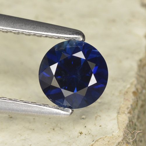 0.60ct Naturale Blu scuro Zaffiro, Rotondo, VVS-VS