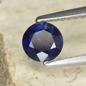 Zaffiro Blu scuro naturale da 0.60 ct, Rotondo, VVS-VS