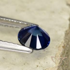 Zaffiro Blu scuro naturale da 0.60 ct, Rotondo, VVS-VS