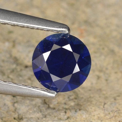 0.62ct Naturale Blu scuro Zaffiro, Rotondo, VVS-VS