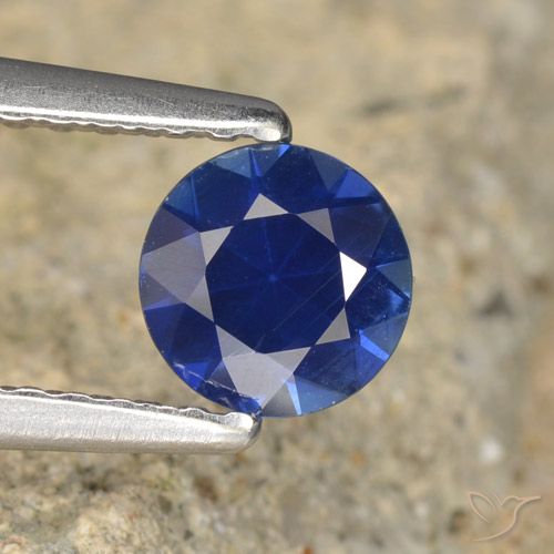 0.61ct Naturale Blu scuro Zaffiro, Rotondo, VVS-VS