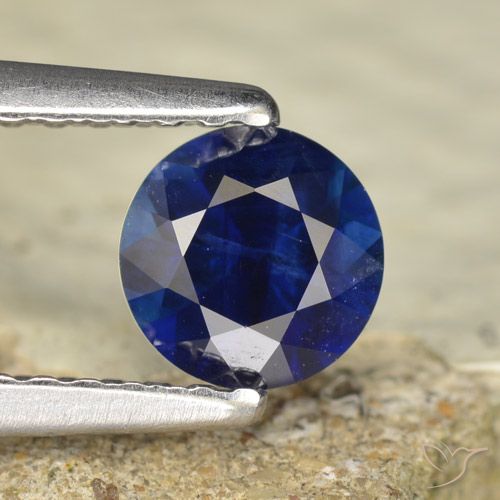 0.60ct Naturale Blu scuro Zaffiro, Rotondo, VVS-VS