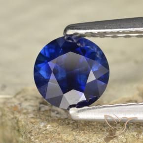 Zaffiro Blu scuro naturale da 0.60 ct, Rotondo, VVS-VS