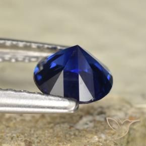 Zaffiro Blu scuro naturale da 0.60 ct, Rotondo, VVS-VS