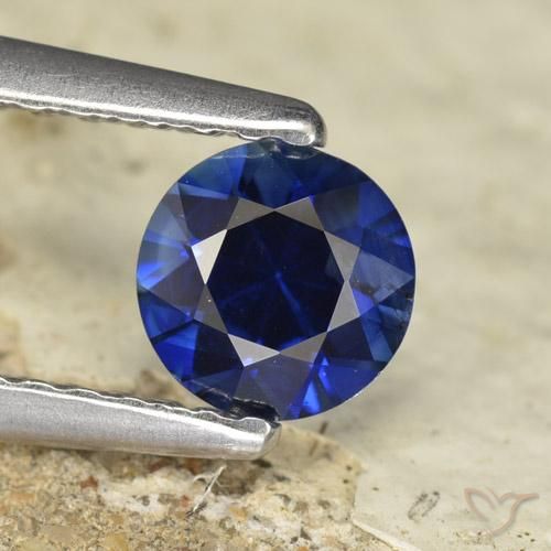 Zaffiro Azzurro crepuscolare naturale da 0.56 ct, Rotondo, VVS-VS