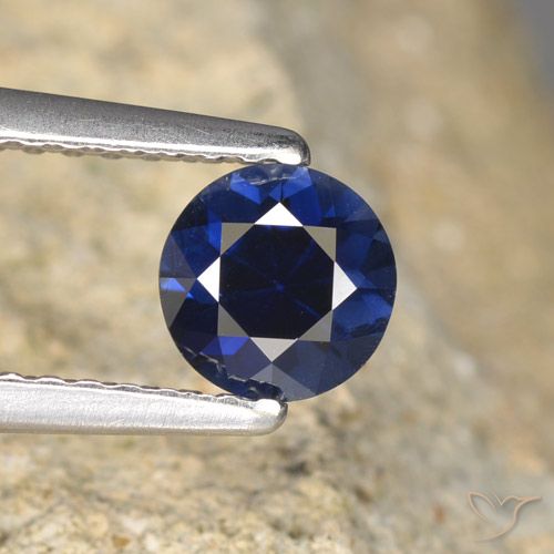 0.64ct Naturale Blu navy Zaffiro, Rotondo, VVS