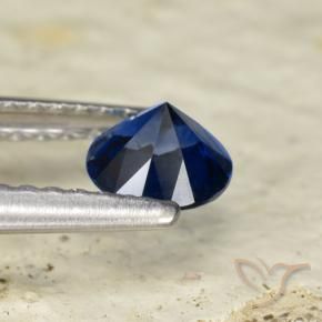 Zaffiro Blu scuro naturale da 0.54 ct, Rotondo, VVS-VS