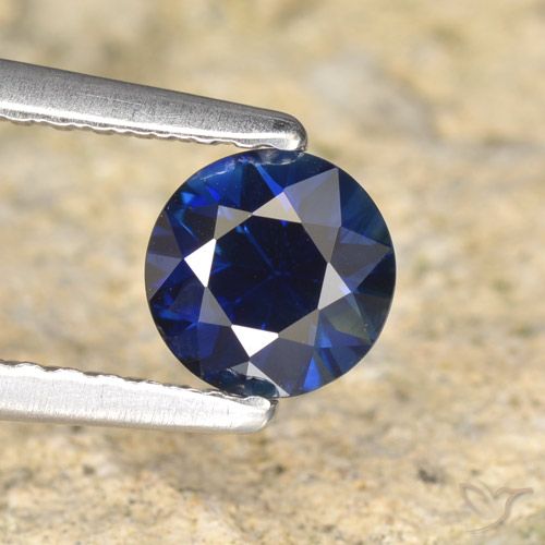 0.66ct Naturale Blu scuro Zaffiro, Rotondo, VVS-VS