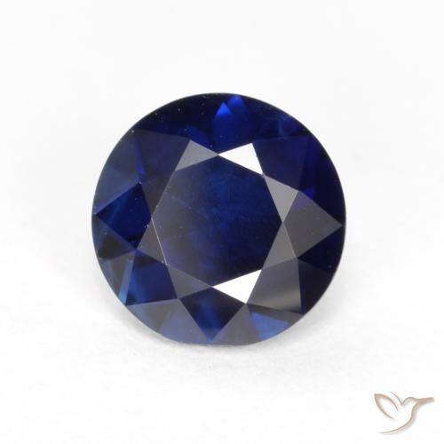 Zaffiro Blu scuro naturale da 0.56 ct, Rotondo, VS