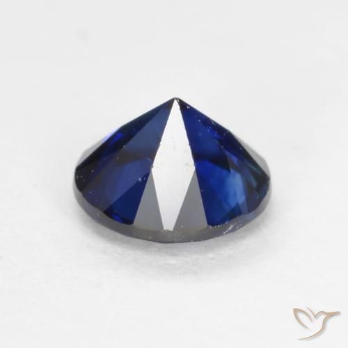 Zaffiro Blu scuro naturale da 0.56 ct, Rotondo, VS