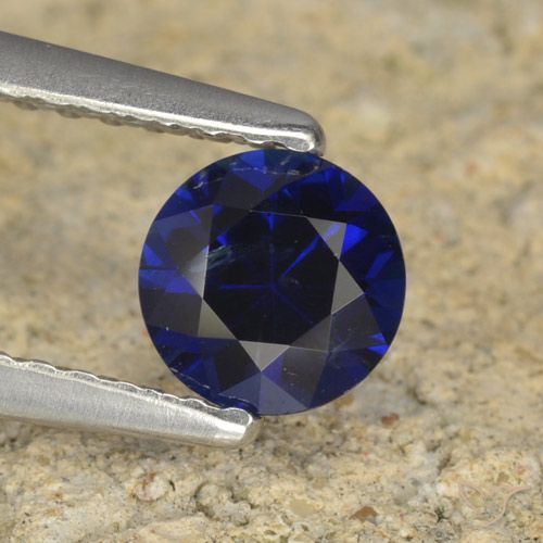 Zaffiro Blu scuro naturale da 0.60 ct, Rotondo, VS