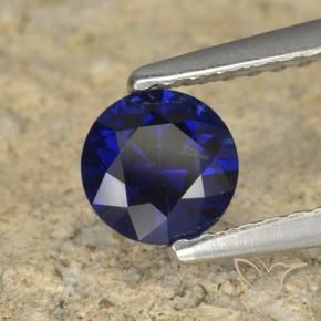 Zaffiro Blu scuro naturale da 0.60 ct, Rotondo, VS