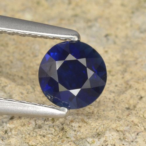 Zaffiro Blu scuro naturale da 0.60 ct, Rotondo, VS