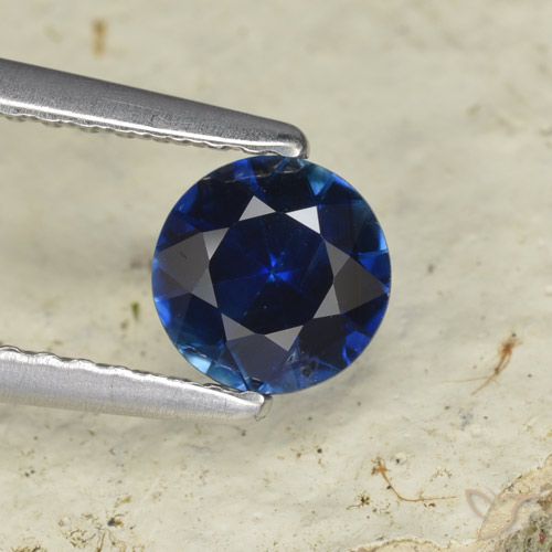 0.70ct Naturale Blu scuro Zaffiro, Rotondo, VVS-VS
