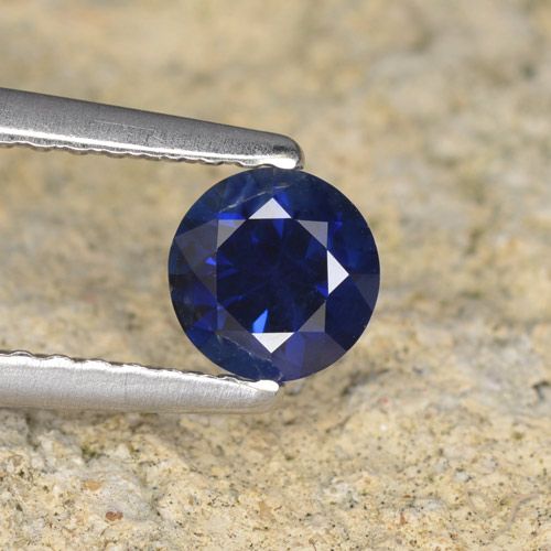 0.57ct Naturale Blu scuro Zaffiro, Rotondo, VVS-VS