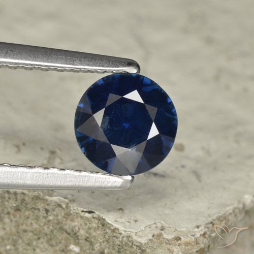 0.74ct Naturale Blu scuro Zaffiro, Rotondo, VVS-VS
