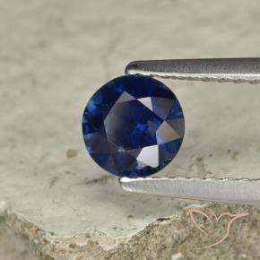 Zaffiro Blu scuro naturale da 0.74 ct, Rotondo, VVS-VS