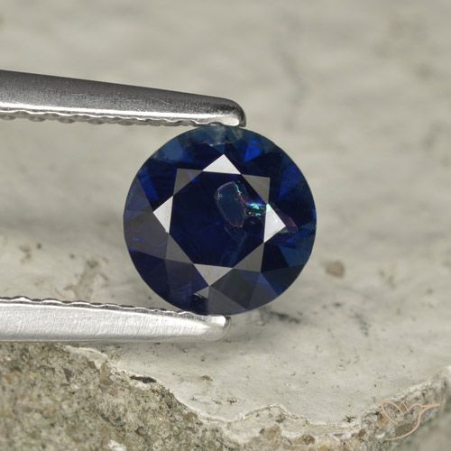 0.73ct Naturale Blu scuro Zaffiro, Rotondo, VS