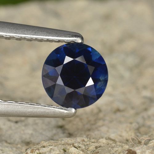 0.71ct Naturale Blu scuro Zaffiro, Rotondo, VVS
